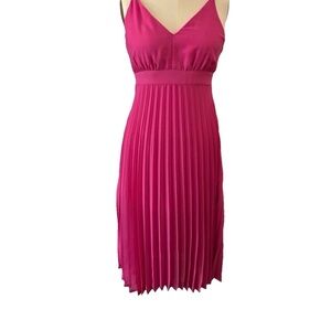 Jessica Simpson Pink Pleated Summer Sleeveless Adjustable Straps Midi Dress Sml